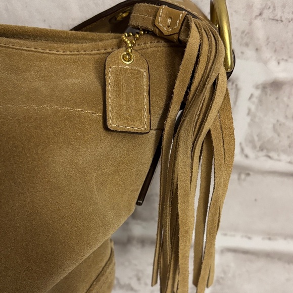 Vintage Coach Tan Suede Hobo Shoulder Bag Y2K - Picture 4 of 15